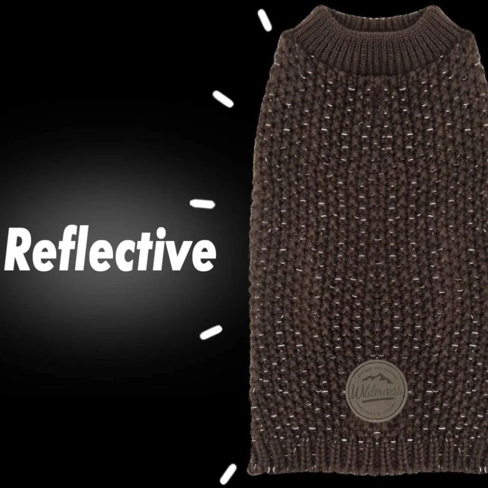 KYEESE Reflective Dog Sweater Cocoa Brown Sz Medium NWT
